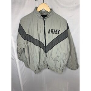 Adult Small Regular Gray ARMY Windbreaker Full Zip Military
